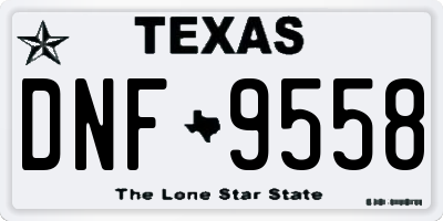 TX license plate DNF9558