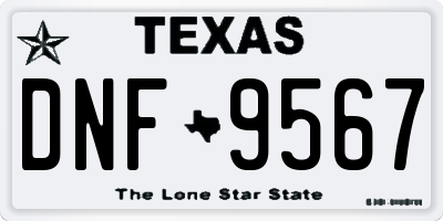 TX license plate DNF9567