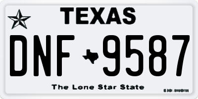 TX license plate DNF9587