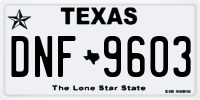 TX license plate DNF9603