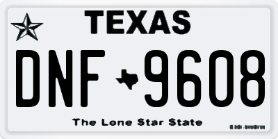 TX license plate DNF9608