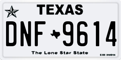 TX license plate DNF9614