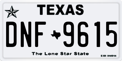 TX license plate DNF9615