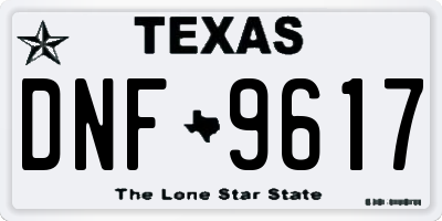 TX license plate DNF9617
