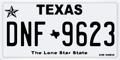 TX license plate DNF9623