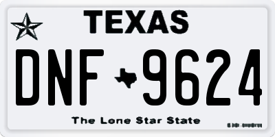 TX license plate DNF9624