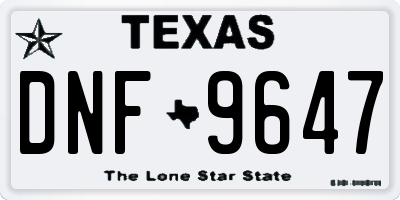 TX license plate DNF9647