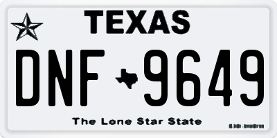 TX license plate DNF9649