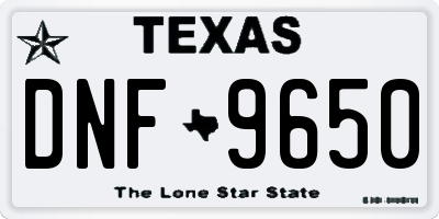 TX license plate DNF9650