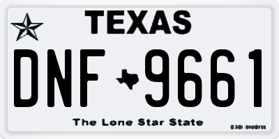 TX license plate DNF9661