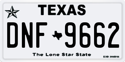 TX license plate DNF9662