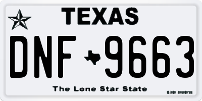 TX license plate DNF9663