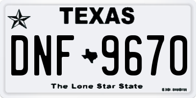 TX license plate DNF9670