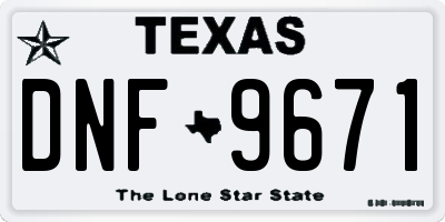 TX license plate DNF9671