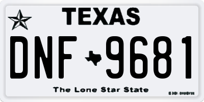 TX license plate DNF9681