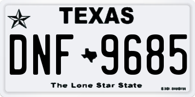TX license plate DNF9685