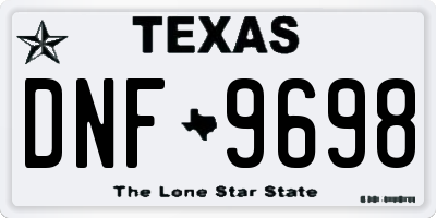 TX license plate DNF9698