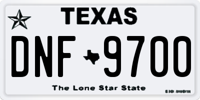TX license plate DNF9700