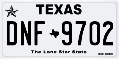 TX license plate DNF9702