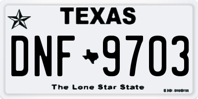 TX license plate DNF9703