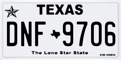 TX license plate DNF9706