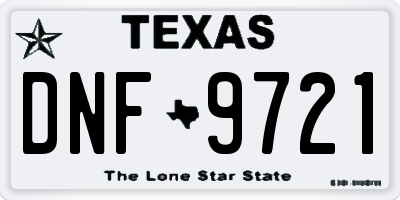 TX license plate DNF9721