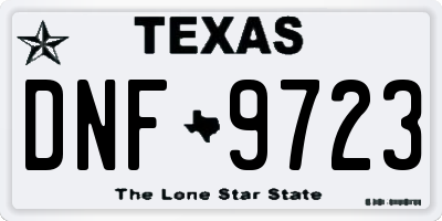 TX license plate DNF9723