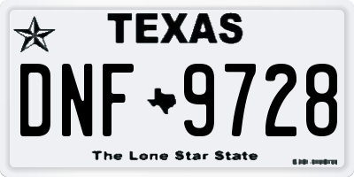 TX license plate DNF9728