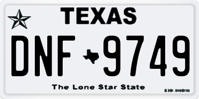 TX license plate DNF9749