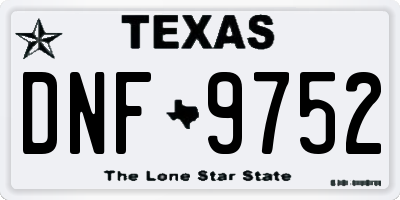 TX license plate DNF9752