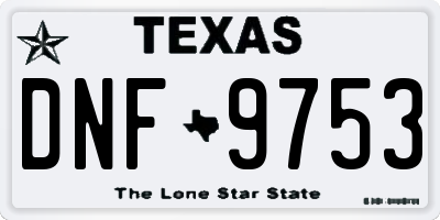 TX license plate DNF9753