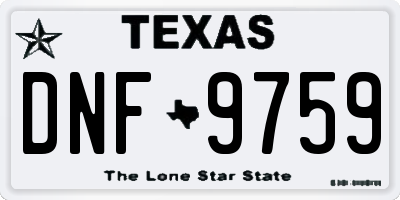 TX license plate DNF9759