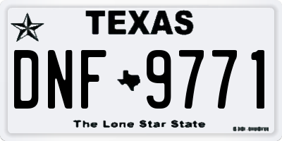 TX license plate DNF9771