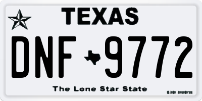 TX license plate DNF9772