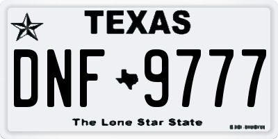TX license plate DNF9777