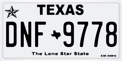 TX license plate DNF9778