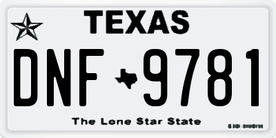 TX license plate DNF9781