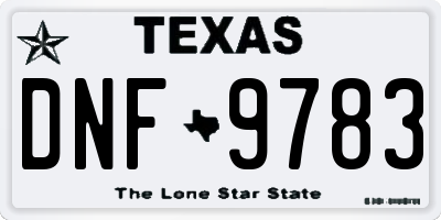 TX license plate DNF9783