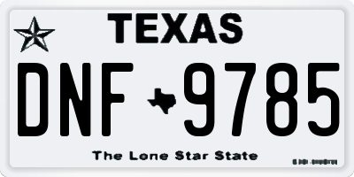 TX license plate DNF9785