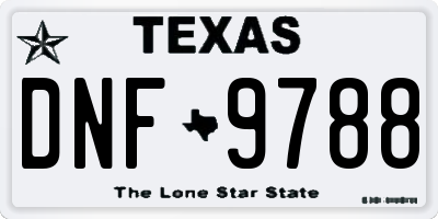 TX license plate DNF9788