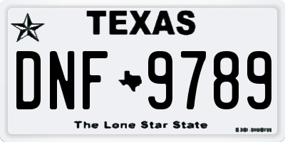 TX license plate DNF9789