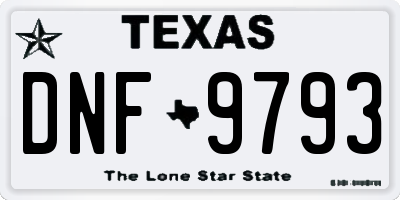 TX license plate DNF9793