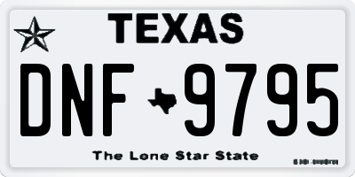 TX license plate DNF9795