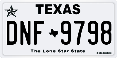 TX license plate DNF9798