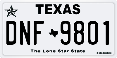 TX license plate DNF9801