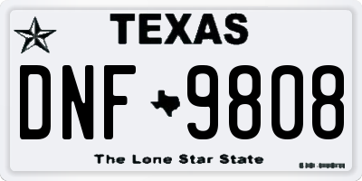 TX license plate DNF9808