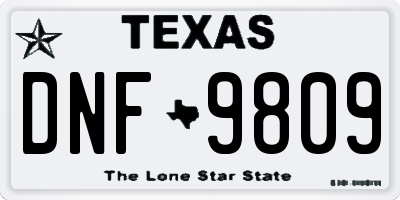 TX license plate DNF9809