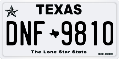 TX license plate DNF9810