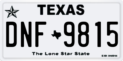 TX license plate DNF9815