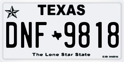 TX license plate DNF9818